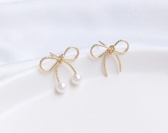 16PCS 14k Gold Filled Bowknot Earrings,Bow Post Earrings, Earrings Stud, Jewelry Making Material, Crafts Supplies, Earrings diy