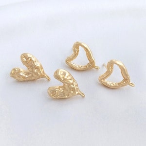 8PCS 14k Gold Filled Brass heart shaped Earring Posts- Earring Stud- Ear Stud Earring Accessories Jewelry Making