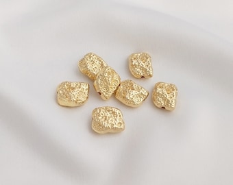 20PCS 14k Gold Filled Irregular Stone Shape Bead Charm,12*10mm Septal Bead,Lava Spotted Beads DIY Bracelet Charms,wholesale,wedding Supplies