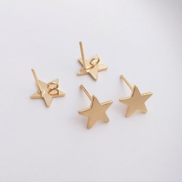 12PCS 10mm 925 Silver Needle Women's Charming Earrings Pentagram Earrings With Rings DIY Handmade Accessories Material 14K Gold Filled