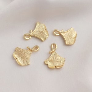10PCS 14k Gold Filled Brass ginkgo leaf shape Charm, Statement Leaf Charms, Earring Findings, Jewelry Making, Diy Material, Jewelry Supplies