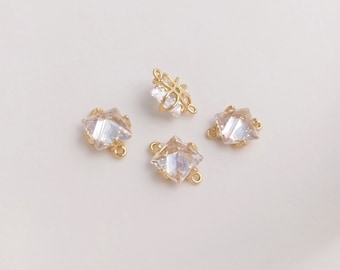 8STK 14k Gold Filled Weiß Kristall Glas Charm Anhänger,Große facettierte Lucite Perlen,Diamant Glas Verbinder,Lünette Edelstein, Großhandel Preise