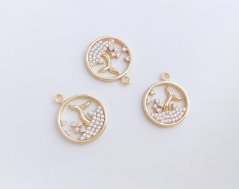 15PCS 14K Gold Filled Inlaid Zircon Spray Pendant DIY Handmade Pendant Material Necklace Bracelet Jewelry Pendant Accessories