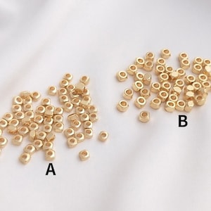 100PCS 14K Gold Filled Used For Necklace, Bracelet, Partition Bead Material DIY, Manual Partition Bead Accessory, Square Flat Partition Bead