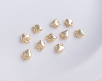 14PCS 14k Gold Filled Mini heart necklace, Small Heart Pendant, Heart shaped pendant, A gift for a loved one