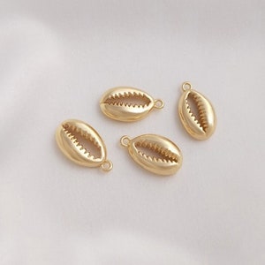 8PCS 14k Gold Filled Gold Dipped Shell Pendant,Gold Shell Pendant Charm,Cut Cowrie Shell Bead