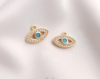 6PCS 14k Gold Filled CZ Paving Evil Eye Necklace, Gold Evil Eye Jewelry, Dainty Evil Eye, Protection necklace, Necklace