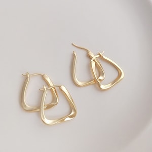 6PCS 14k Gold Filled Trapezoid Ear Wires,CZ Pave French Clip Earrings,Ear Hook,Minimalist,Earrings Attachment
