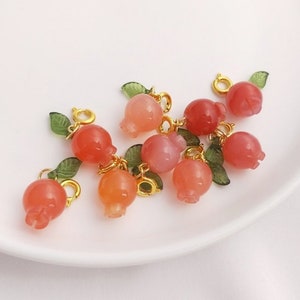 2PCS 14k Gold Filled Agate Stone Charm,bracelet Necklace Pendant,Pomegranate Shape Charm,gold Plated Over Brass