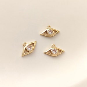 6PCS 14K Gold Filled 12*7.2mm Embedding Zircon Eye Pattern Fashion Jewelry Pendant DIY Handmade Jewelry Accessories Material