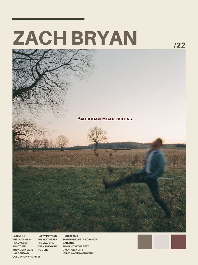 American Heartbreak Zach Bryan Album Poster 2022 Etsy