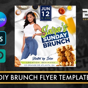 Editable Brunch Flyer | Canva | Photoshop | Photopea