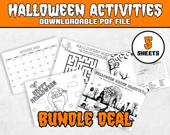 Halloween Activity Bundle for Kids and Adults | Printable PDF | Happy Halloween