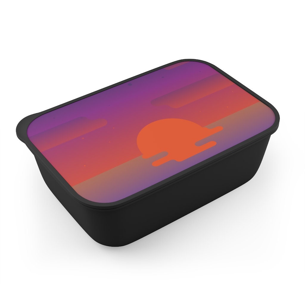 PLA Ocean Sunset Bento Box With Band and Utensilsocean Etsy