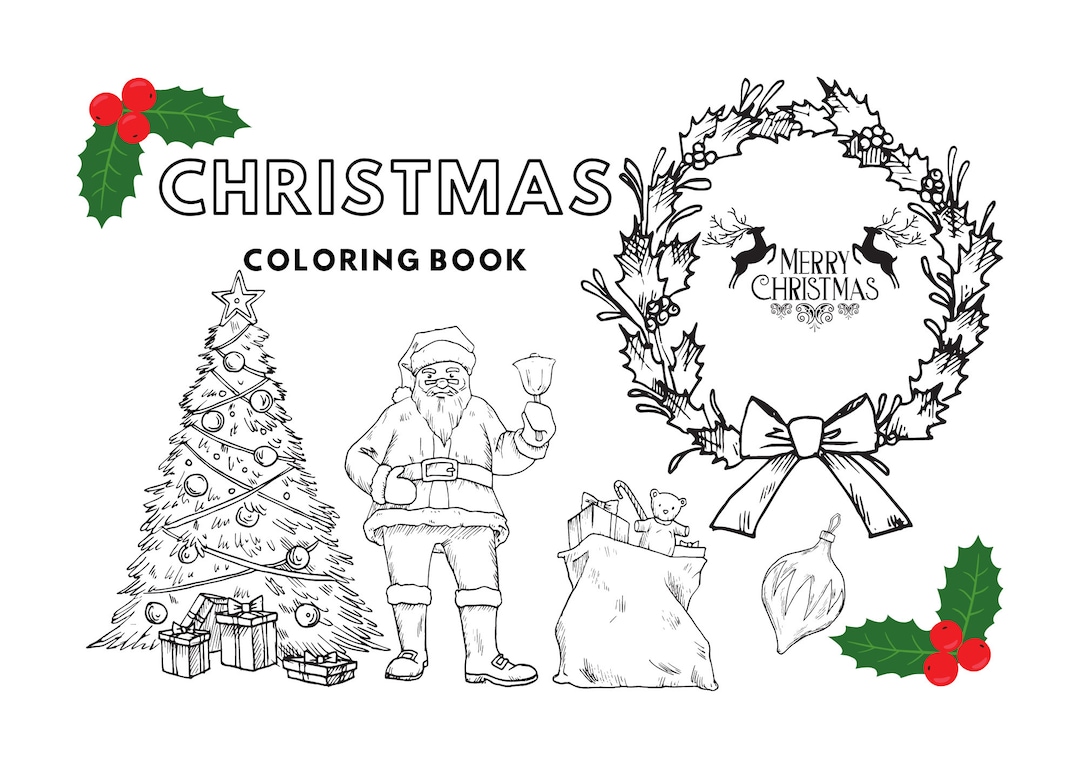 Christmas Coloring Book kids/adults - Etsy