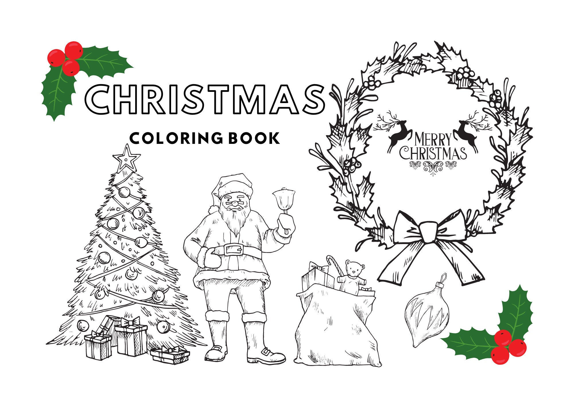 Christmas Coloring Book kids/adults - Etsy