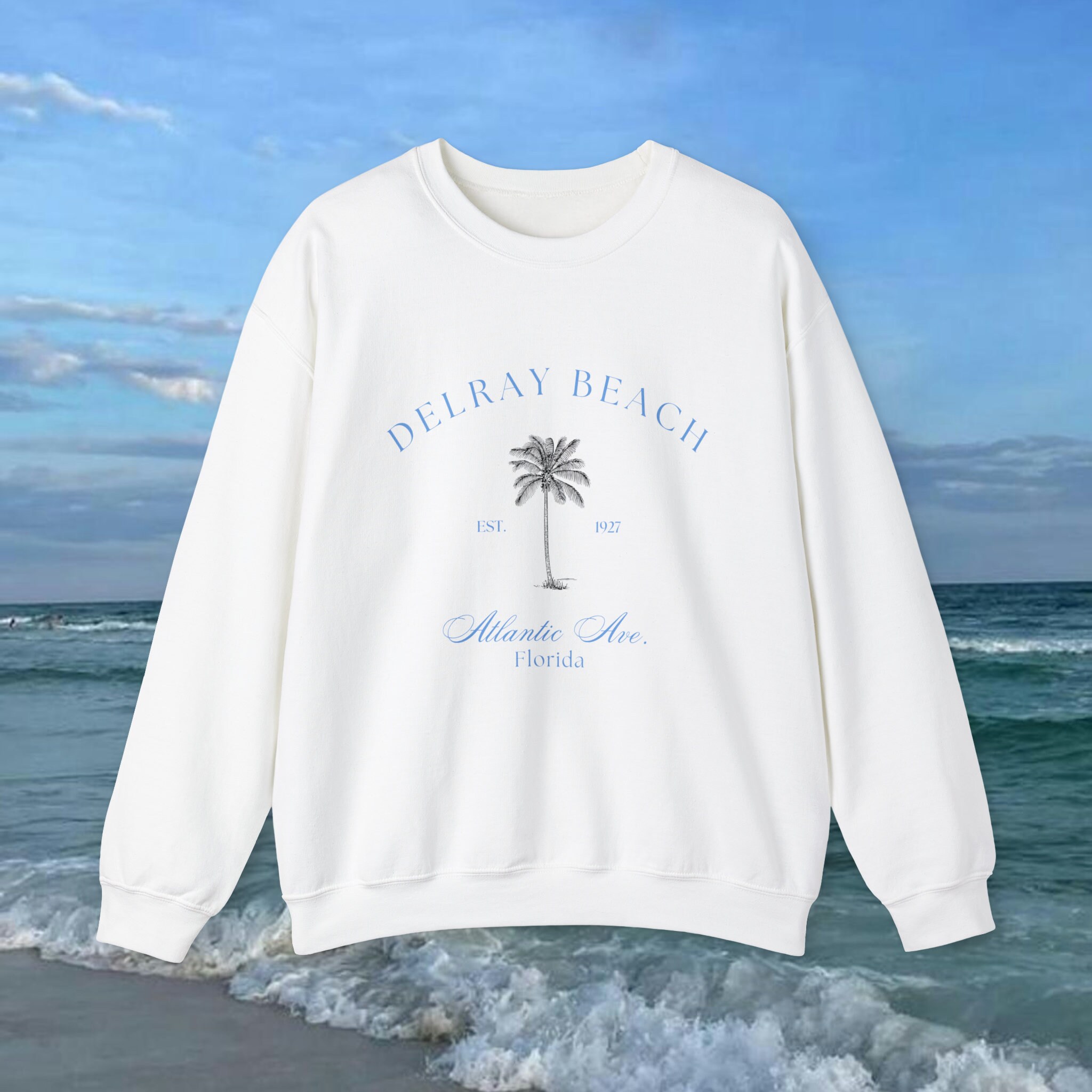 Delray Beach Sweatshirt, Custom Florida Beach Shirt, Customize Beach Sweater, Spring Break Crewneck, Beach Pullover, Beach Sweatshirt