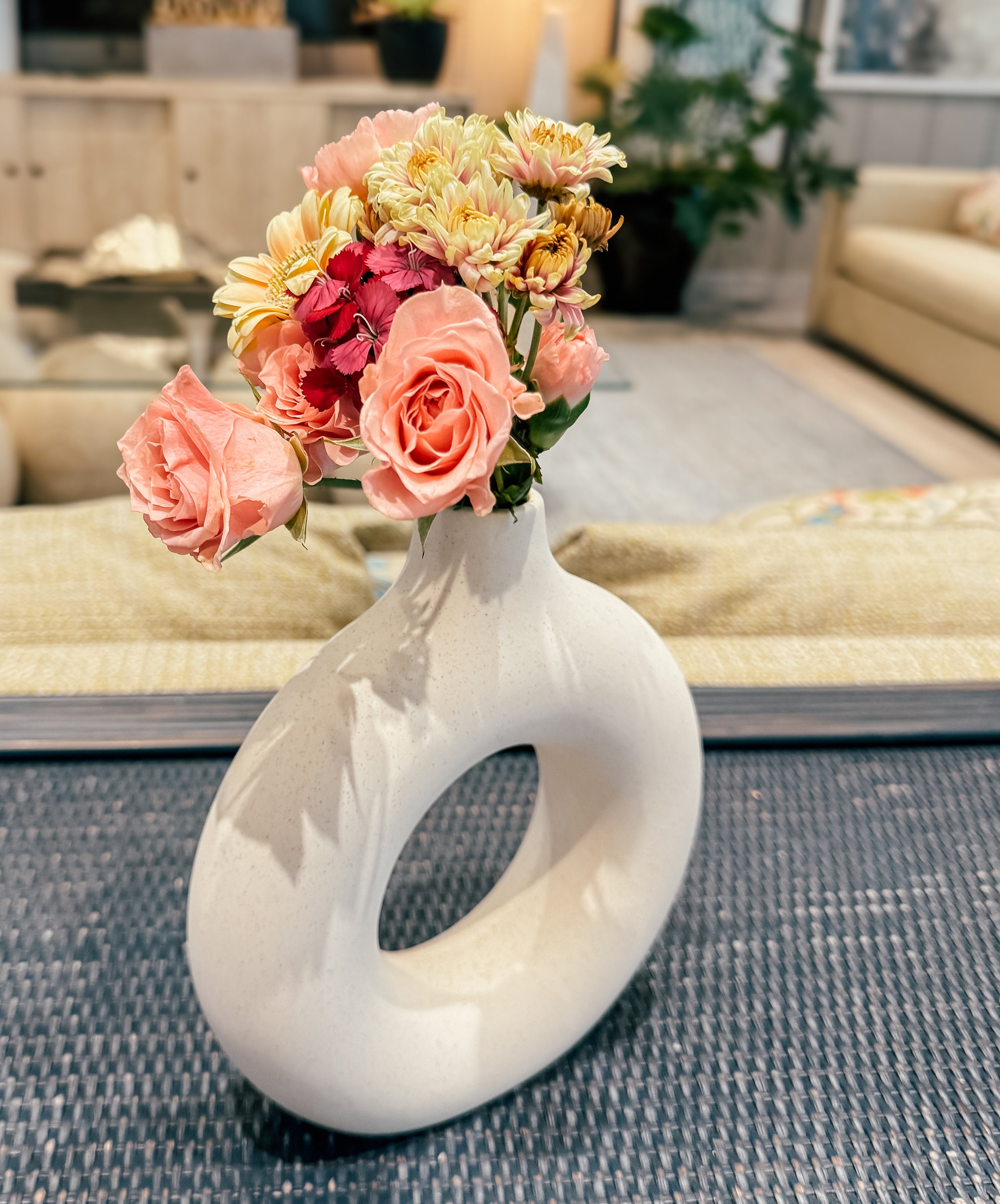 Large Donut Vase - Ceramic Vase - Flower Vase - Vase for Fresh or