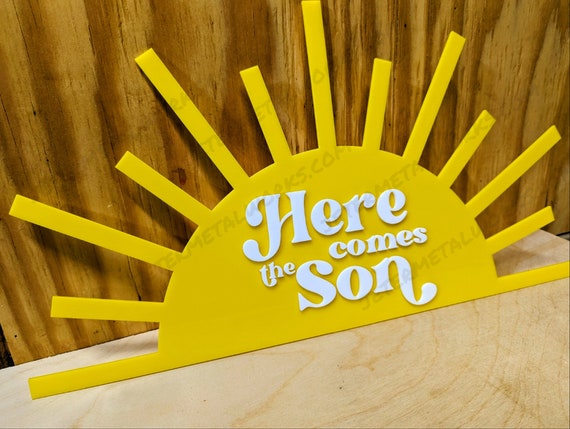 BoHo Baby Shower Sign -SVG digital cut file- Here Comes the Son - Birth Announcement png, svg, pdf, eps