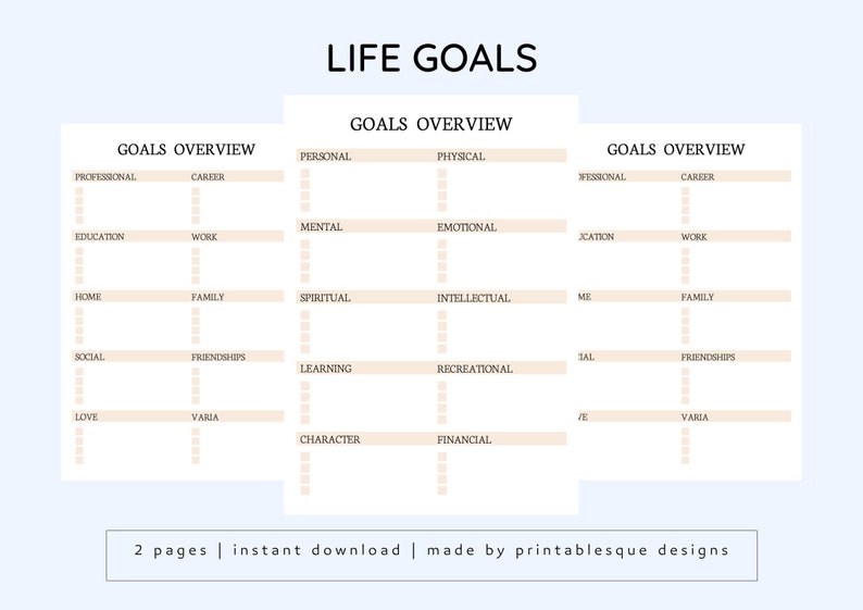Life Goals Printable Etsy