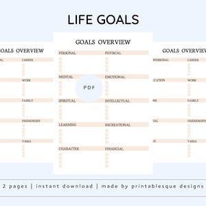 Life Goals Printable