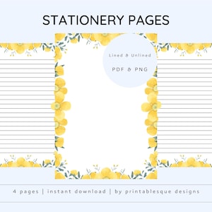 Yellow Floral Frame Stationery