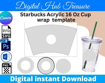 Starbucks 16 Oz Acrylic Cup Wrap Template (Digital Download)