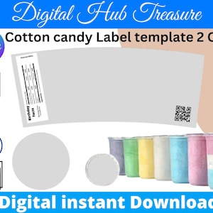 2 Unzen Baumwolle Candy Wanne Etikett Vorlage, Zuckerwatte Wanne Wrapper Vorlage, Chip Tasche Vorlage Instant Download, Zuckerwatte Etikett