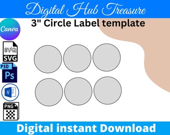 3 inch Circle Sticker Template: DIY Label, Wrapper (Digital Download)