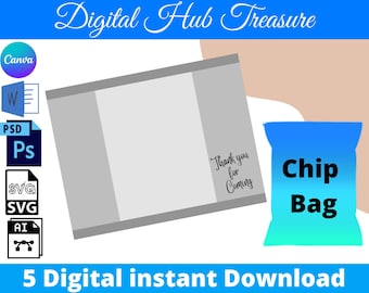 Editable Chip Bag Template: Canva, Word, PSD, SVG, Ai (Digital Download)