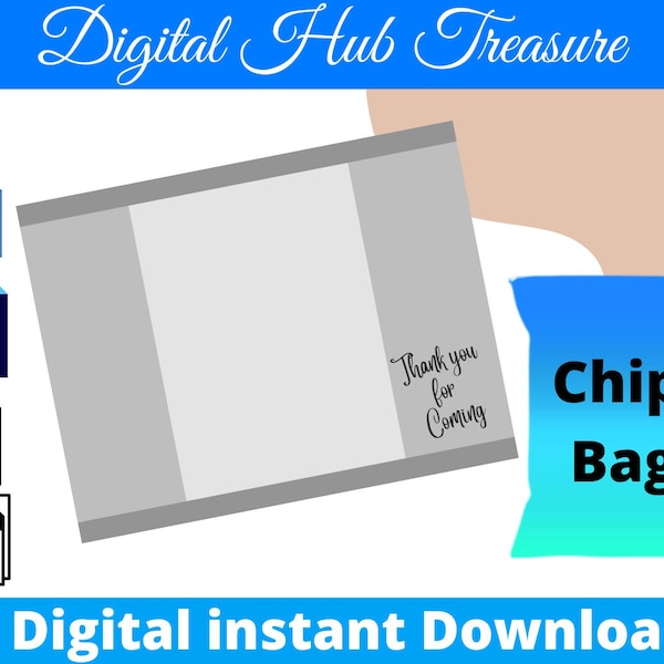 Chip bag Template, Instant Download, Editable Chip Bag Template, Chip Bag Label, Potato Chip bag Template