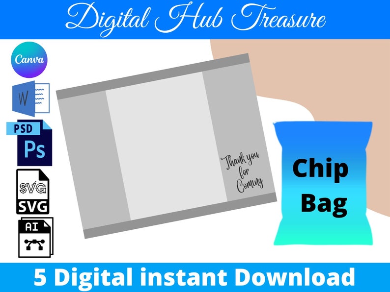 Chip Bag Template, Instant Download, Editable Chip Bag Template, Chip