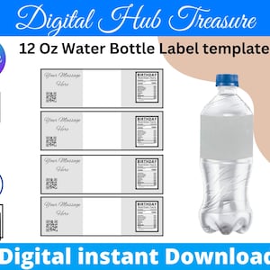 12oz Water Bottle Bundle Label Template Instant Download Personalized Water Bottle template SVG PNG PDF