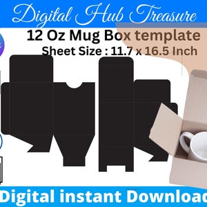 12 Oz Mug Box Template: SVG, PNG, PSD Files (Digital Download)