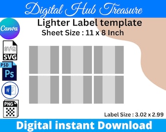 Lighter Label Template, Sublimation Design (Digital Download)