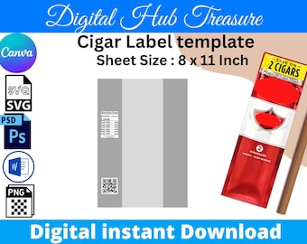 Sweet Cigar Wrapper Template, Cigar sweets Template, Sweet Cigar Pack Template, SVG, DXF, Canva, Ms Word Docx, Png, Psd, 8.5"x11" sheet