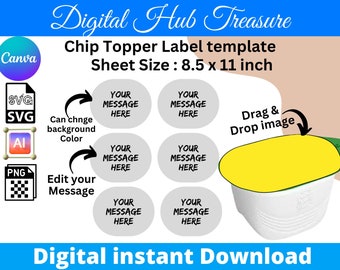 Chip Topper Label Template: Snack Stack Party Favor (Digital Download)