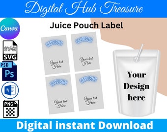 Editable Juice Pouch Label Template: Canva, Word, PSD, SVG, PNG (Digital Download)