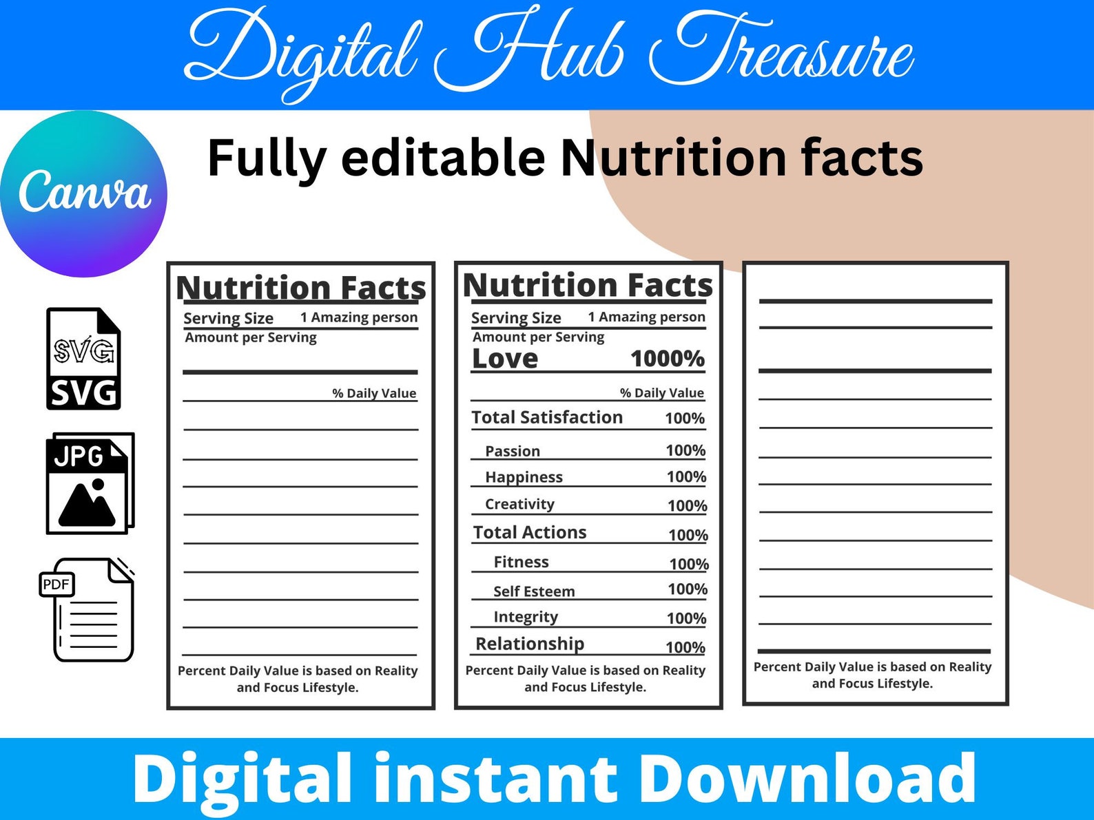 Nutrition Facts Template Nutrition Facts PNG Birthday - Etsy