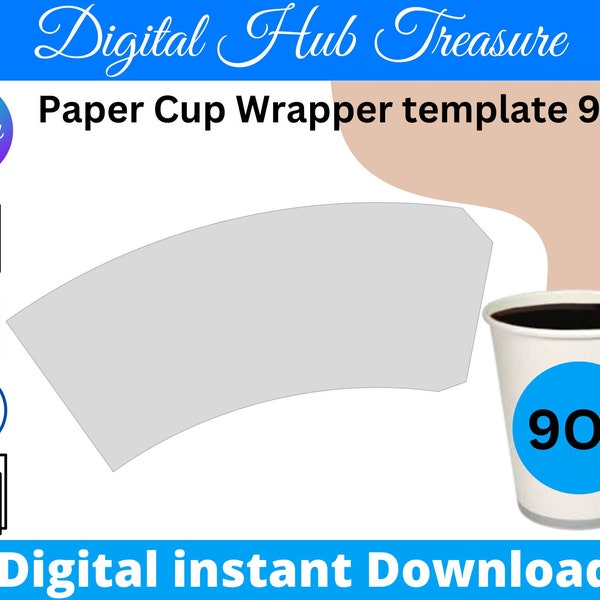 9oz Blank Paper Cup Wrapper Template, Styrofoam Coffee Cup Template, Create Design Your Own, PSD, PNG, SVG, Dxf, Microsoft Word Doc Formats