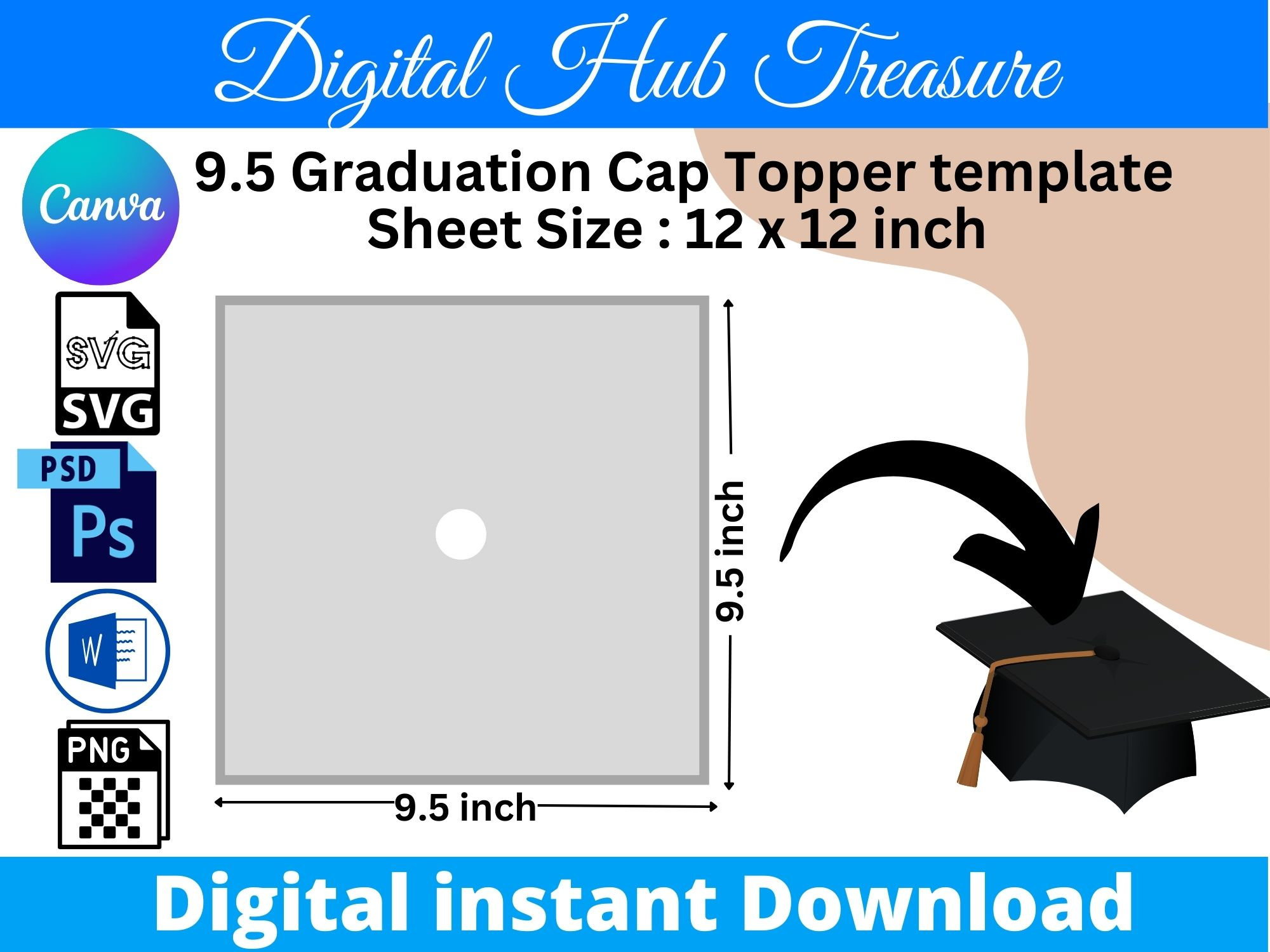 9.5 X 9.5 Graduation Cap Template Graduation Stole Template Etsy 9.5 X 9.5 Graduation Cap Template Graduation Stole Template Etsy
