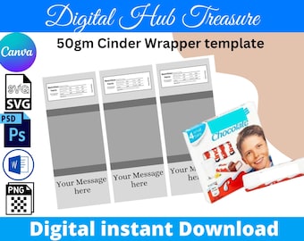 Cindar 50 gm Blank Template, Chocolate bar Label Template.