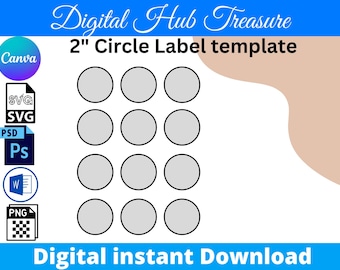 2 inch Circle Label Template: DIY Sticker Design (Digital Download)