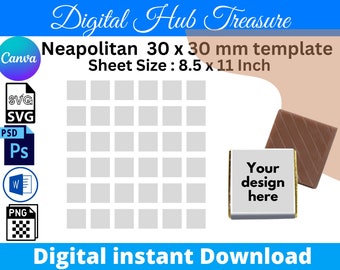 Napolitaanse chocoladelabelsjabloon: doe-het-zelfverpakking (digitale download)