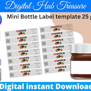 Mini Hazelnut Spread 25 gm Bottle Blank Label Template, Mini Nutella Spread Bottle Label Template.