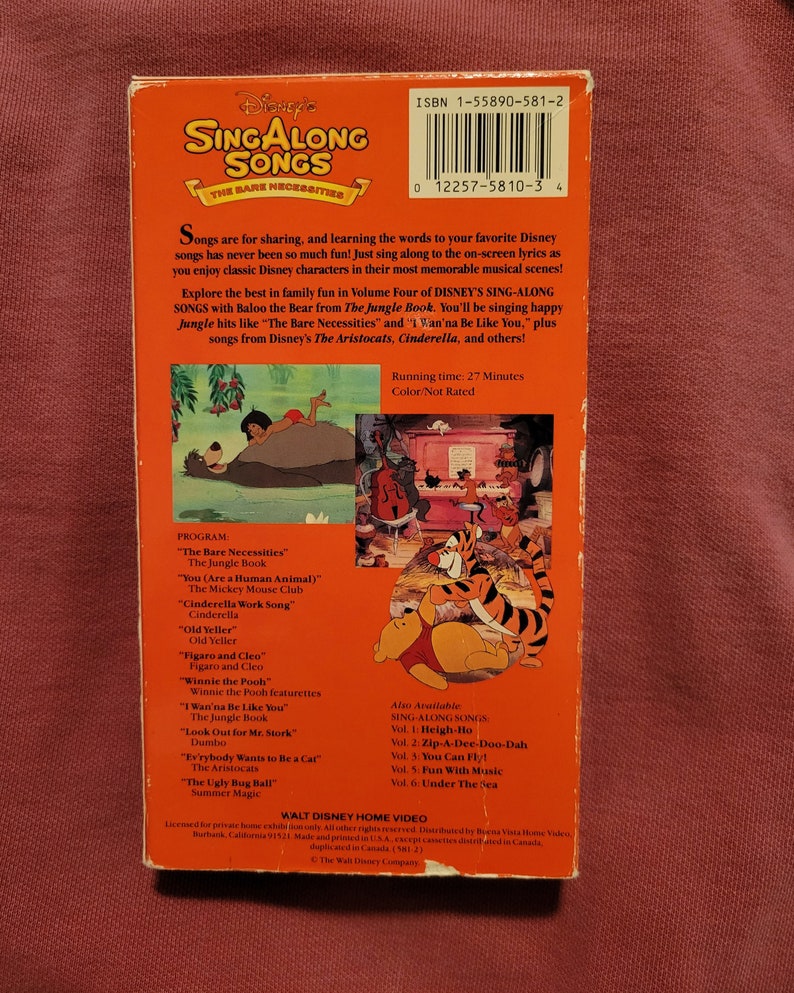 Disney Sing Along Songs the Bare Necessities Vol. 4 581 - Etsy