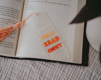 Smut Bookmark | Acrylic Bookmark | Etched | Clear | Tassels | Hand painted | Orange | Pink | Gradient