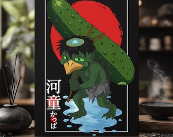Lámina artística de Kappa Yokai: decoración de anime y folclore japonés