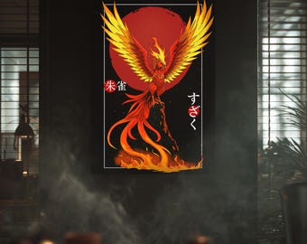 Suzaku Vermilion Bird Art Print – Japanese Phoenix Poster - Etsy