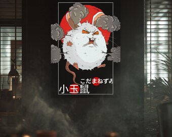 Kodama Nezumi Poster – Exploding Mouse Yokai Wall Art Print